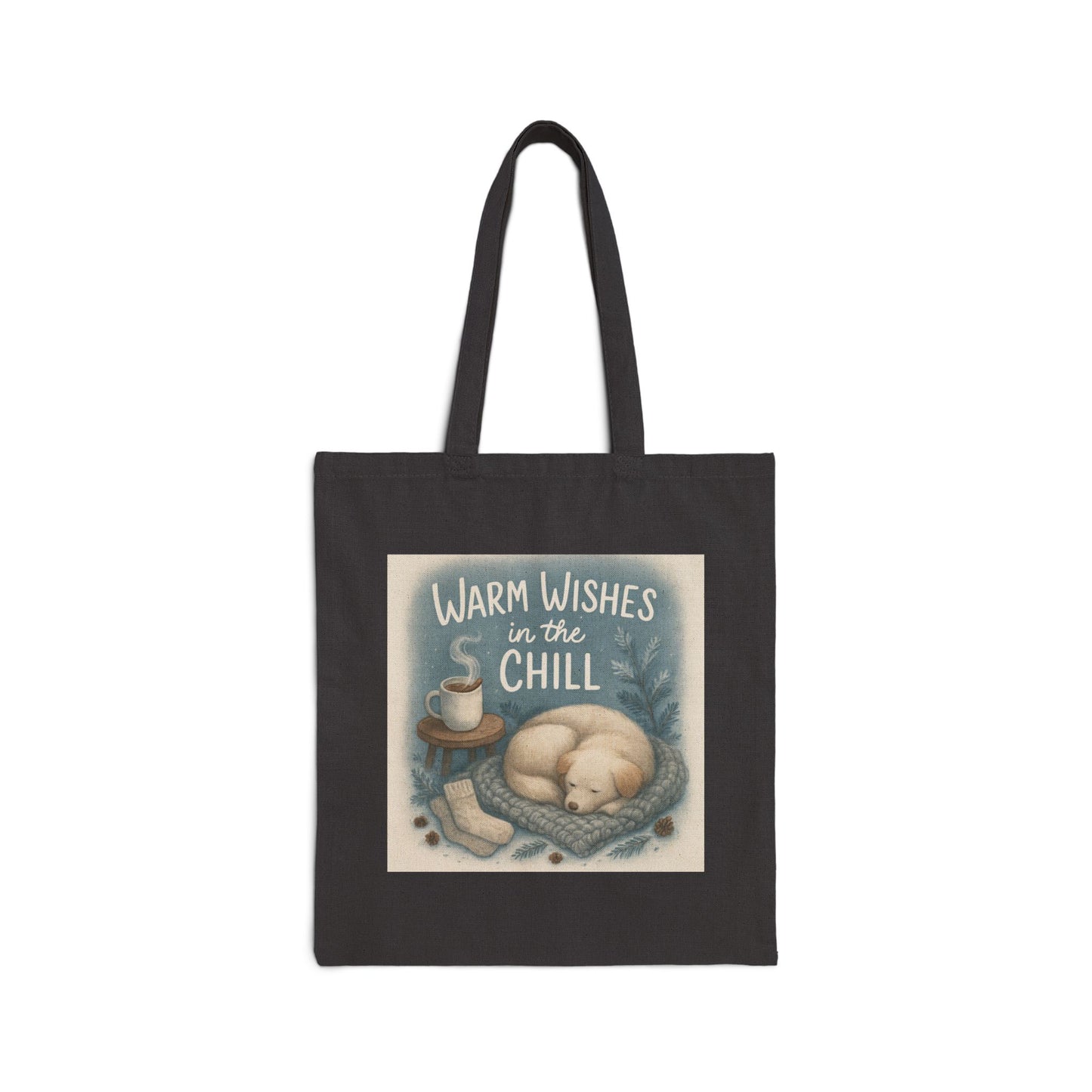 Cozy Wishes Cotton Canvas Tote Bag | Eco-Friendly Shopping Bag, Gift for Cat Lovers, Winter Decor, Cute Bag for Grocery, Casual Everyday Use