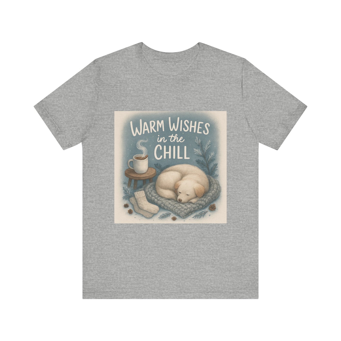 Warm Wishes Unisex Tee, Cozy Short Sleeve Shirt, Perfect for Fall, Gift for Cat Lovers, Cute Relaxed Fit Top