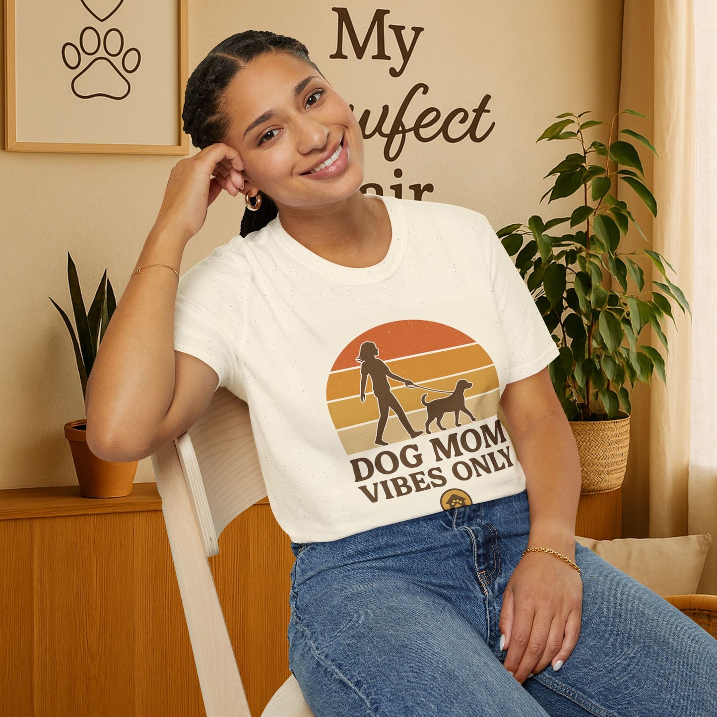 Dog Mom Vibes Only Minimalist Tee | Cozy Dog Mom Shirt | Cute Dog Lover Gift Idea