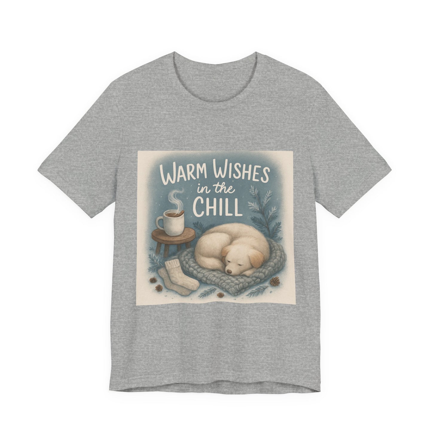 Warm Wishes Unisex Tee, Cozy Short Sleeve Shirt, Perfect for Fall, Gift for Cat Lovers, Cute Relaxed Fit Top