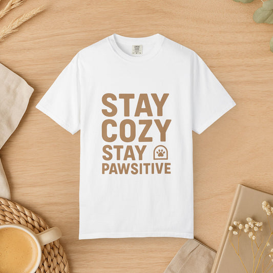 Stay Cozy, Stay Pawsitive Tee | Cozy Dog Lover Shirt for Everyday Comfor