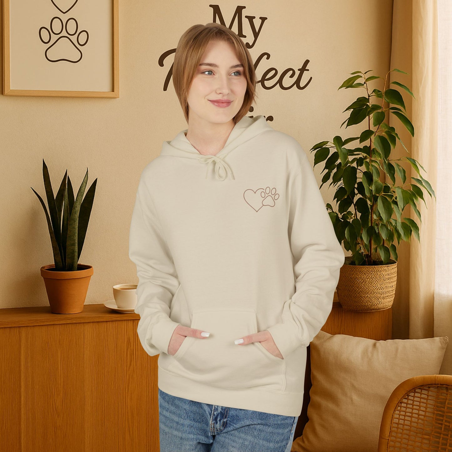 Cozy Love Paw Print Hoodie – Minimal Dog Lover Sweatshirt