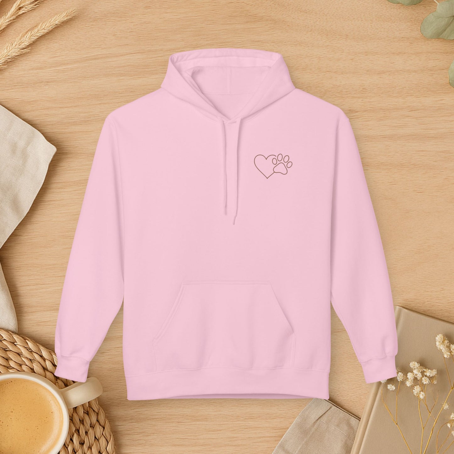 Cozy Love Paw Print Hoodie – Minimal Dog Lover Sweatshirt