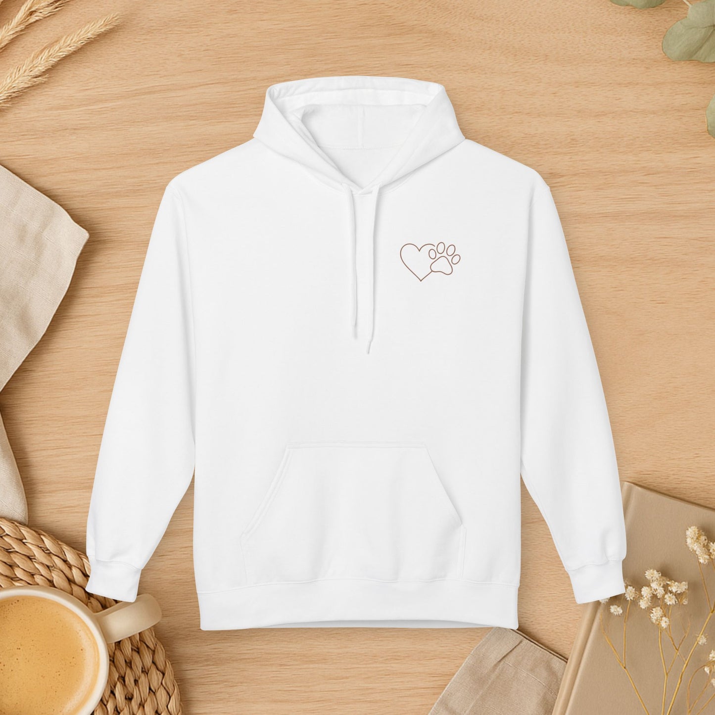 Cozy Love Paw Print Hoodie – Minimal Dog Lover Sweatshirt