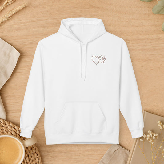 Cozy Love Paw Print Hoodie – Minimal Dog Lover Sweatshirt